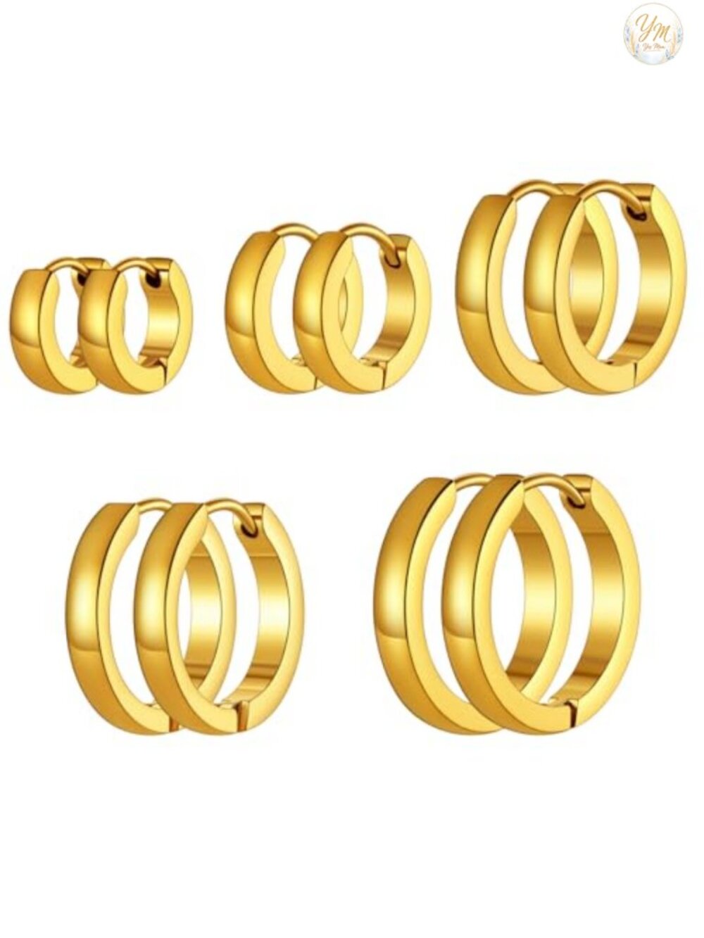 Stainless Steel Huggie Hoop Earrings Set Hypoallergenic Small Click-Clasp